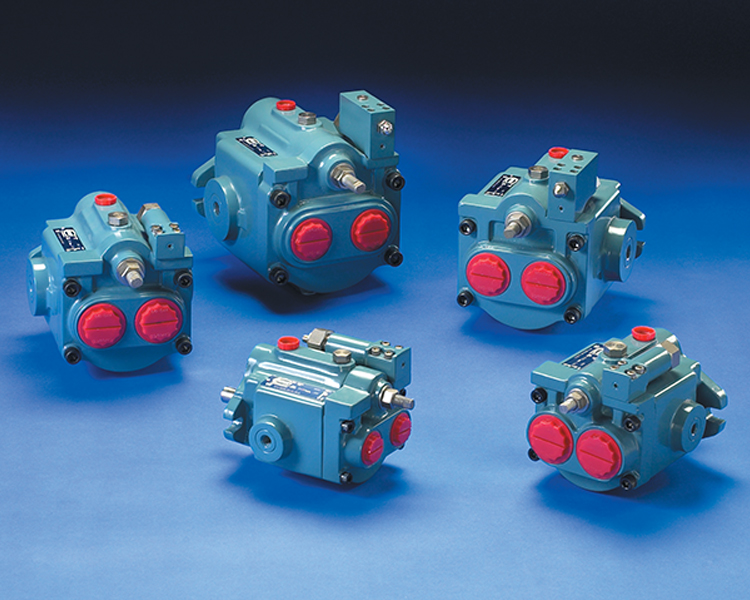 Hydraulic pump products; blue background