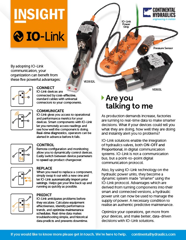 IO-Link Insight flyer with features and product image; white background